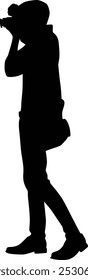 Fotograf Ganzkörper Silhouette Illustration. Menschen, die mit der Kamera fotografieren.