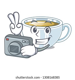 Photographer ginger tea in the cartoon shape