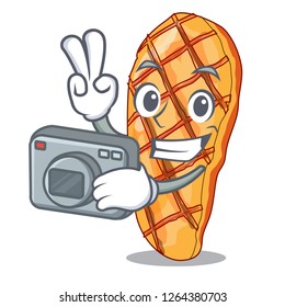 Photographer grilled chicken with mix salad cartoon