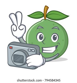 Photographer guava mascot cartoon style