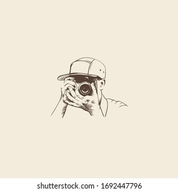 photographer hand drawn  logo illustrations 