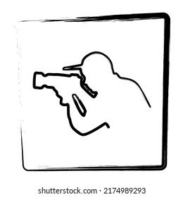 Icono del fotógrafo. Marco del pincel. Ilustración vectorial.