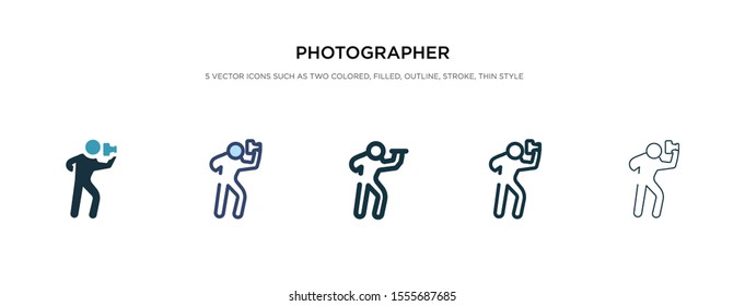 photographer icon in different style vector illustration. two colored and black photographer vector icons designed in filled, outline, line and stroke style can be used for web, mobile, ui