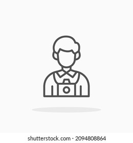 Photographer icon. Editable Stroke and pixel perfect. Outline style. Vector illustration. Enjoy this icon for your project.