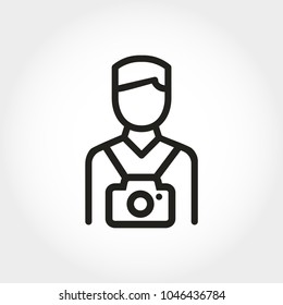 Photographer icon. Line flat style. Tourist with camera.