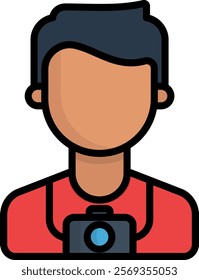 Photographer Icon Lineal Color Vector Illustration