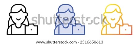 photographer icon. Linear, Blue Fill and Gradient Style Design Isolated On White Background