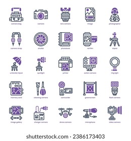 Das Paket mit dem Fotografen-Symbol für Ihr Website-Design, Ihr Logo, Ihre App und Ihre Benutzeroberfläche. Fotograf Symbol duale Tongestaltung. Vektorgrafik-Illustration und bearbeitbarer Strich.