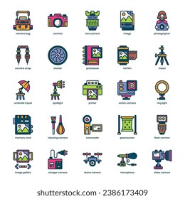 Photographer icon pack for your website design, logo, app, and user interface. Photographer icon filled color design. Vector graphics illustration and editable stroke.