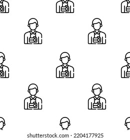 photographer icon pattern. Seamless photographer pattern on white background.