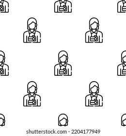 photographer icon pattern. Seamless photographer pattern on white background.