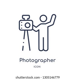 photographer icon from people skills outline collection. Thin line photographer icon isolated on white background.