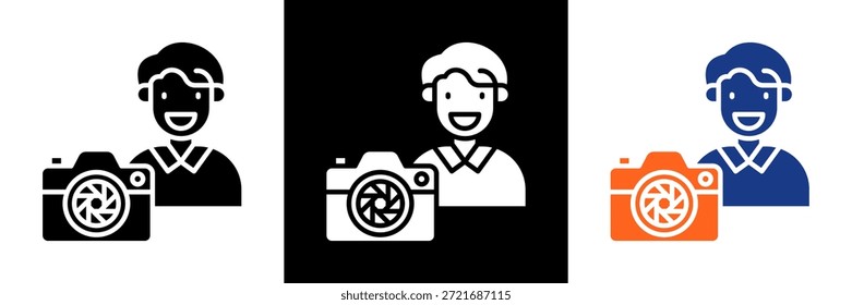 Photographer Icon Set Glyph Vector Illustration