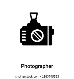 Photographer icon vector isolated on white background, logo concept of Photographer sign on transparent background, filled black symbol