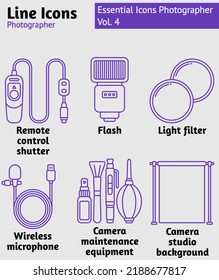 Photographer icon vector line design vol. 4