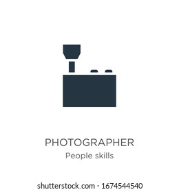 Photographer icon vector. Trendy flat photographer icon from people skills collection isolated on white background. Vector illustration can be used for web and mobile graphic design, logo, eps10