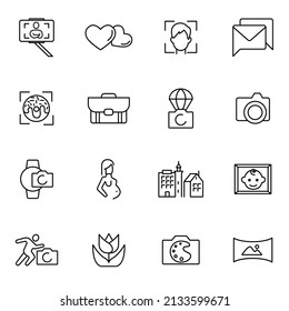 Photographer icons set . Photographer pack symbol vector elements for infographic web