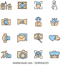 Photographer icons set . Photographer pack symbol vector elements for infographic web