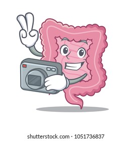 Photographer intestine mascot cartoon style