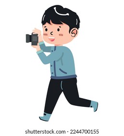 Photographer Kid  take camera  Cartoon 