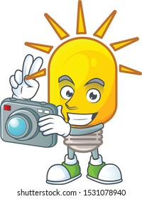 Photographer lamp yellow with cartoon character shape.