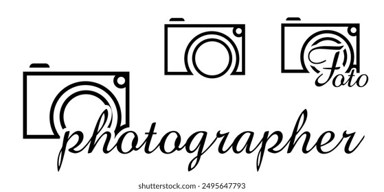 photographer logo black vector isolated on white background