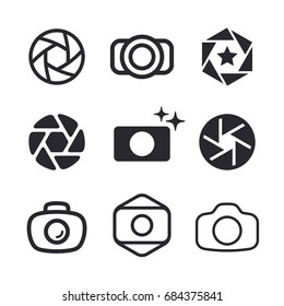 Photographer logo design, photography and photo camera icon, diaphragm symbol