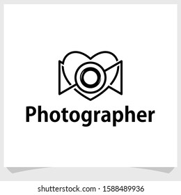 photographer logo design vector, camera and love logo design concept