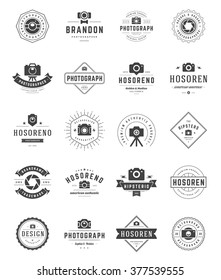 Photographer Logo Templates Set. Vector Design Element Vintage Style for Logotype, Label, Badge, Emblem. Photography Logo, Photo Camera Logo, Photo Studio Logo, Photo Camera Icon, Logo Vector.