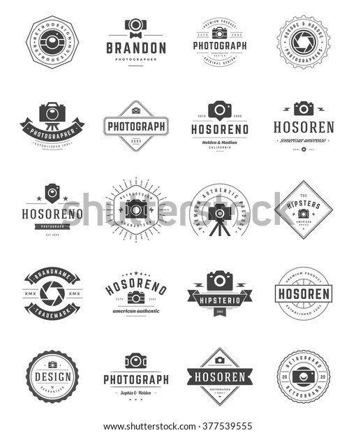 Set Fur Logo Vorlagen Fur Fotografen Vector Stock Vektorgrafik Lizenzfrei