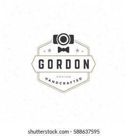 Photographer Logotype Design Element in Vintage Style Badge Retro vector illustration. Photo camera symbol.