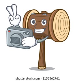 Photographer mallet mascot cartoon style