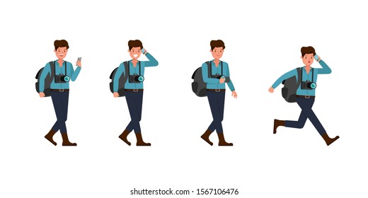 Photographer Man character vector design. Presentation in various action.