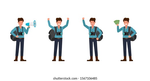 Photographer Man character vector design. Presentation in various action.