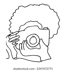 photographer man, hand draw sketch vector, isolated on white
