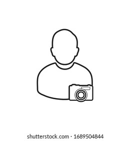Photographer Man Line Icon. Editable Vector EPS Symbol Illustration. 