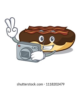 Photographer maple bacon bar mascot cartoon