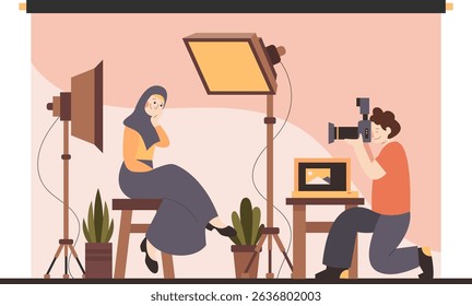 Photographer and Model Behind the Scenes