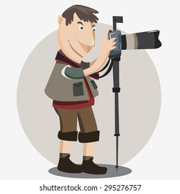 photographer with monopod