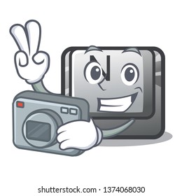 Photographer N button attached to mascot keyboard
