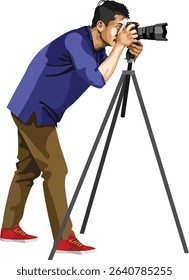 Photographer Occupation People Action Vector