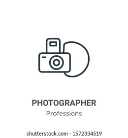 Photographer outline vector icon. Thin line black photographer icon, flat vector simple element illustration from editable professions concept isolated on white background