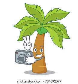Photographer palm tree character cartoon