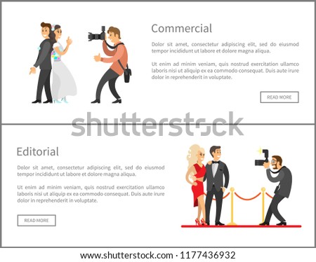 Photographer Paparazzi Online Banners Set Wedding Stock Vector