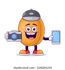 Photographer peach cartoon mascot character vector illustration design