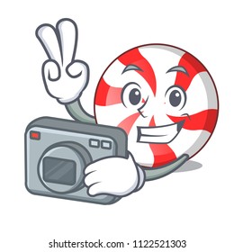 Photographer peppermint candy mascot cartoon