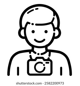 Photographer Person Camera Outline Icon Isolated On White Background