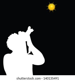 photographer photographing the sun vector illustration