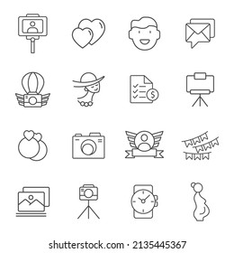 Photographer, photography icons set . Photographer, photography pack symbol vector elements for infographic web