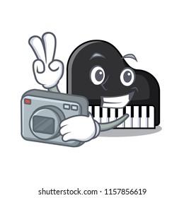 Photographer piano mascot cartoon style